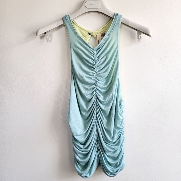 New Anthropologie Pilcro Ruched Reversible Sleeveless Blue/Yellow Tank Top - Picture 12 of 16